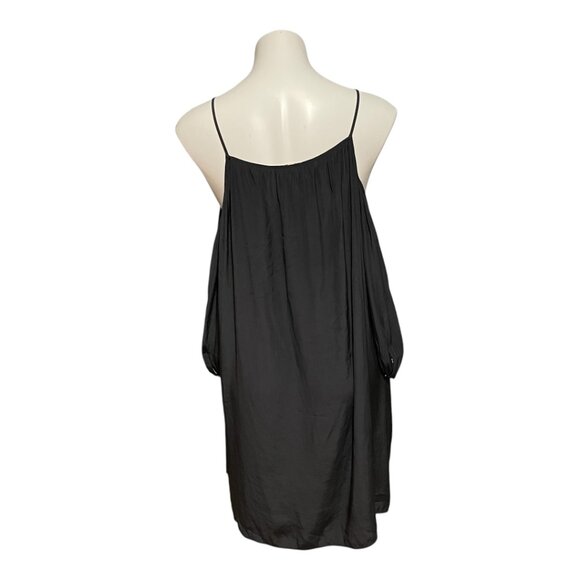 Maje Medium Black Cold Shoulder Spaghetti Straps Mini Cocktail Dress - Picture 4 of 7